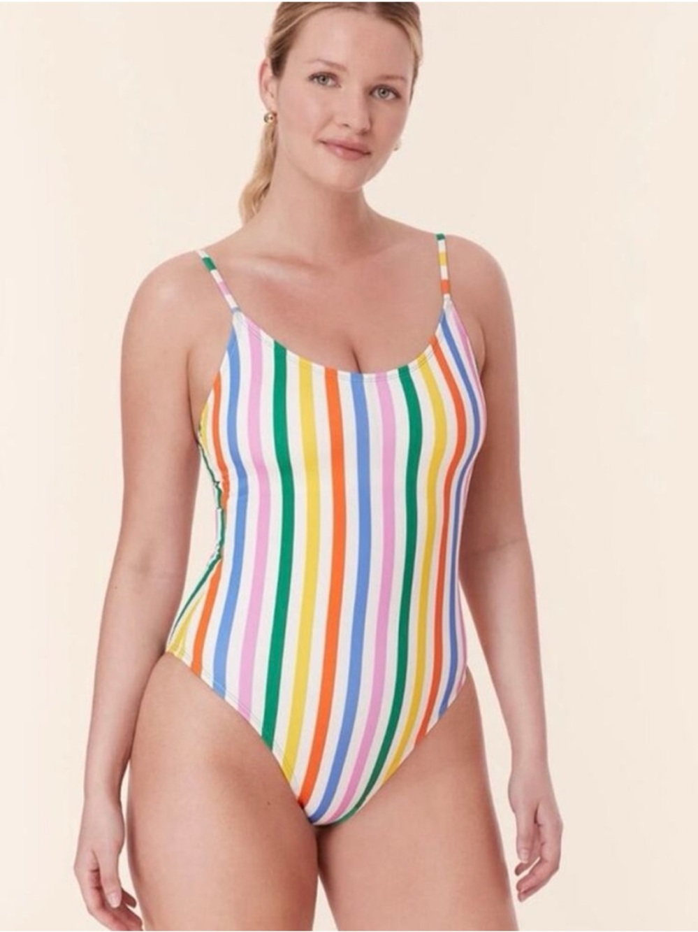 Colorful Vertical Stripe One-Piece Swimsuit